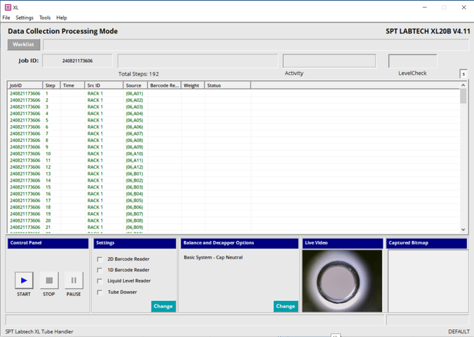 Data Collection Main Screen