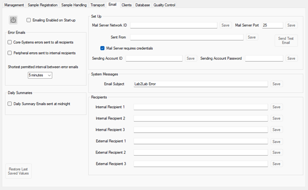 Lab2lab software - 6.3 Settings