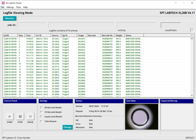 Logfile viewer mode