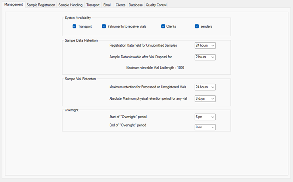 Management settings