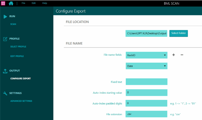 Scan configure_export