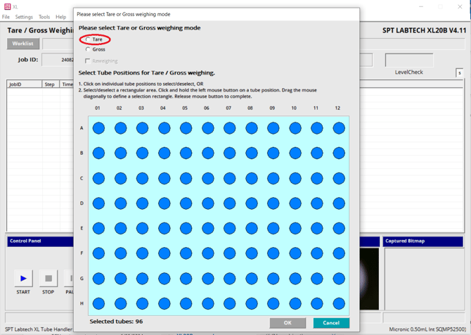Tare Weighing Mode Options