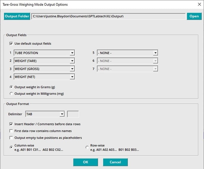 gross weighing mode options