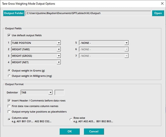 gross weighing mode options