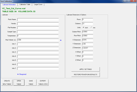 Advanced operations - Labware Information Tab
